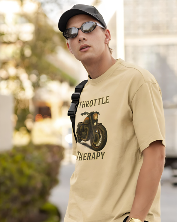 Throttle Therapy Oversized Tee -  Beige